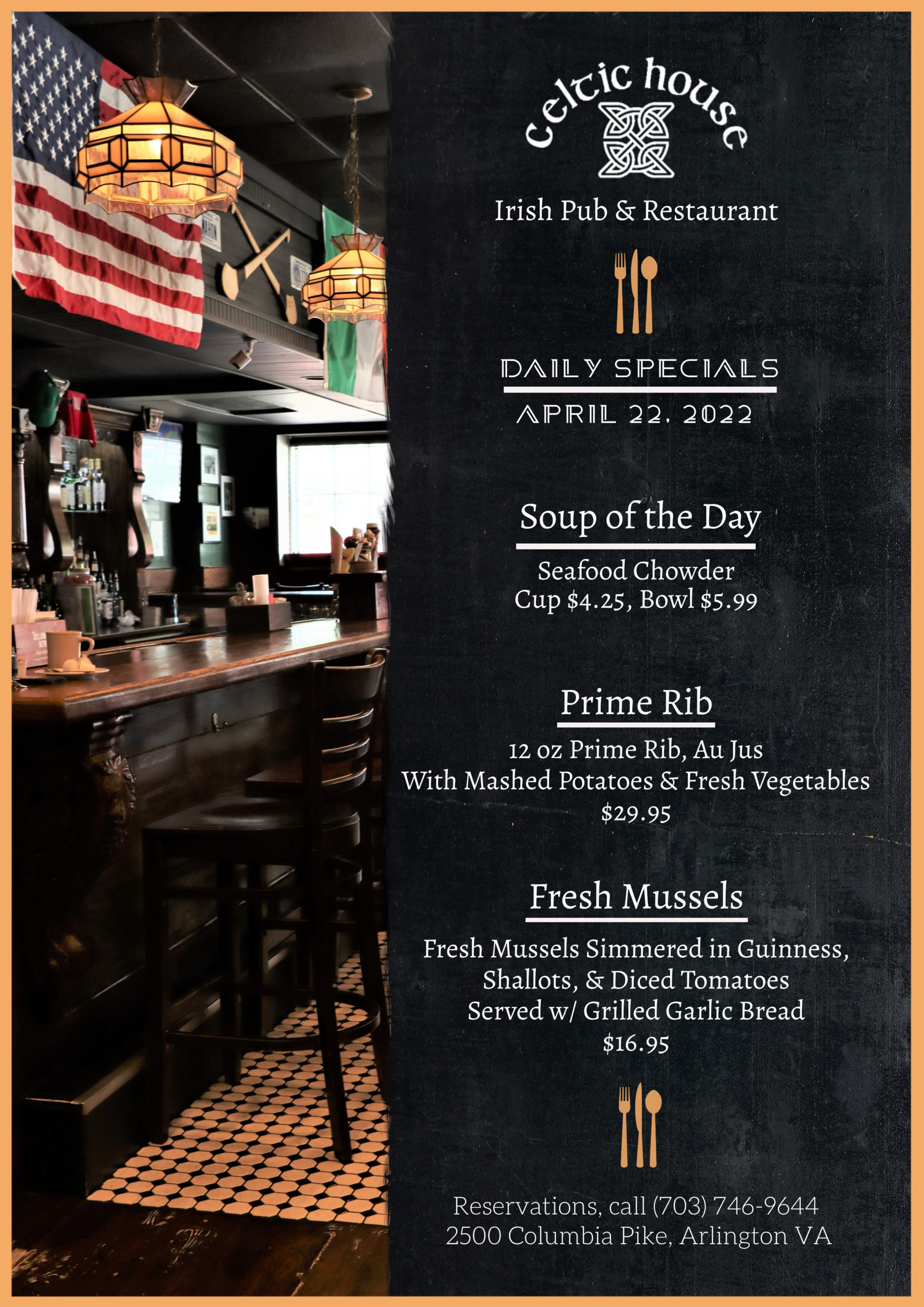 The Celtic House Friday Dinner Special April 22