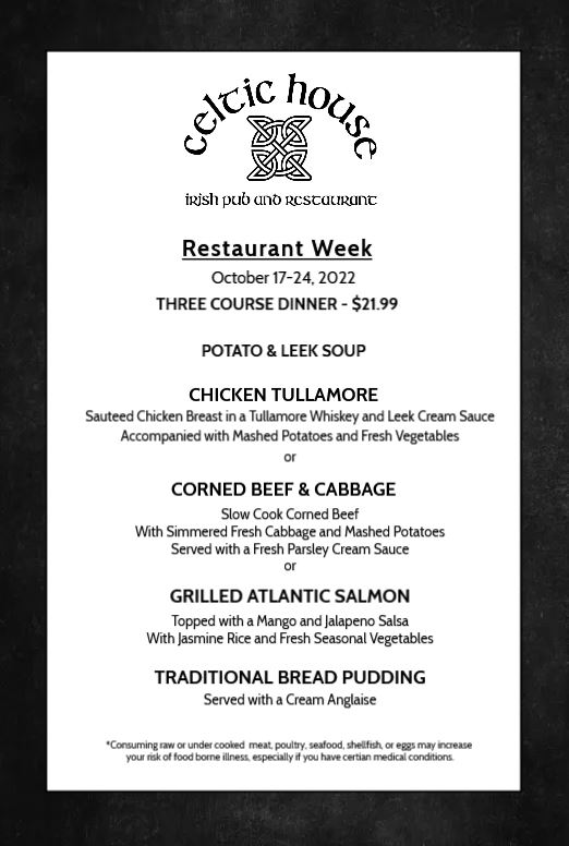 The Celtic House Restaurant Week