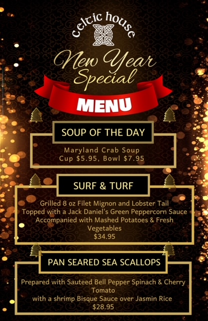 The Celtic House New Years Menu