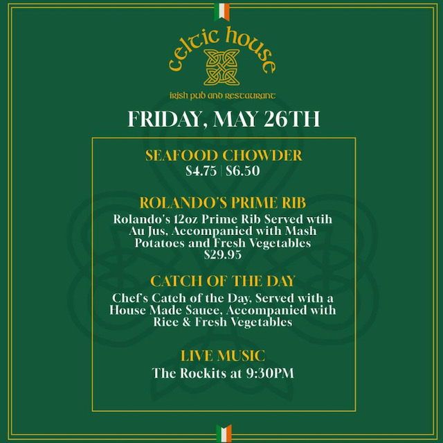 The Celtic House Friday Dinner Specials