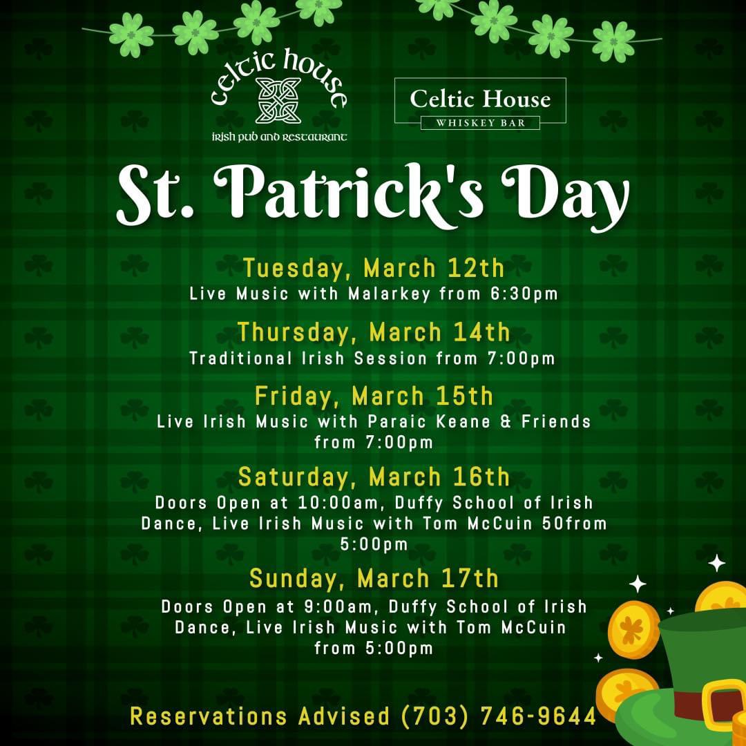 The Celtic House VA Irish Pub & Restaurant 2024 St. Patrick's Day